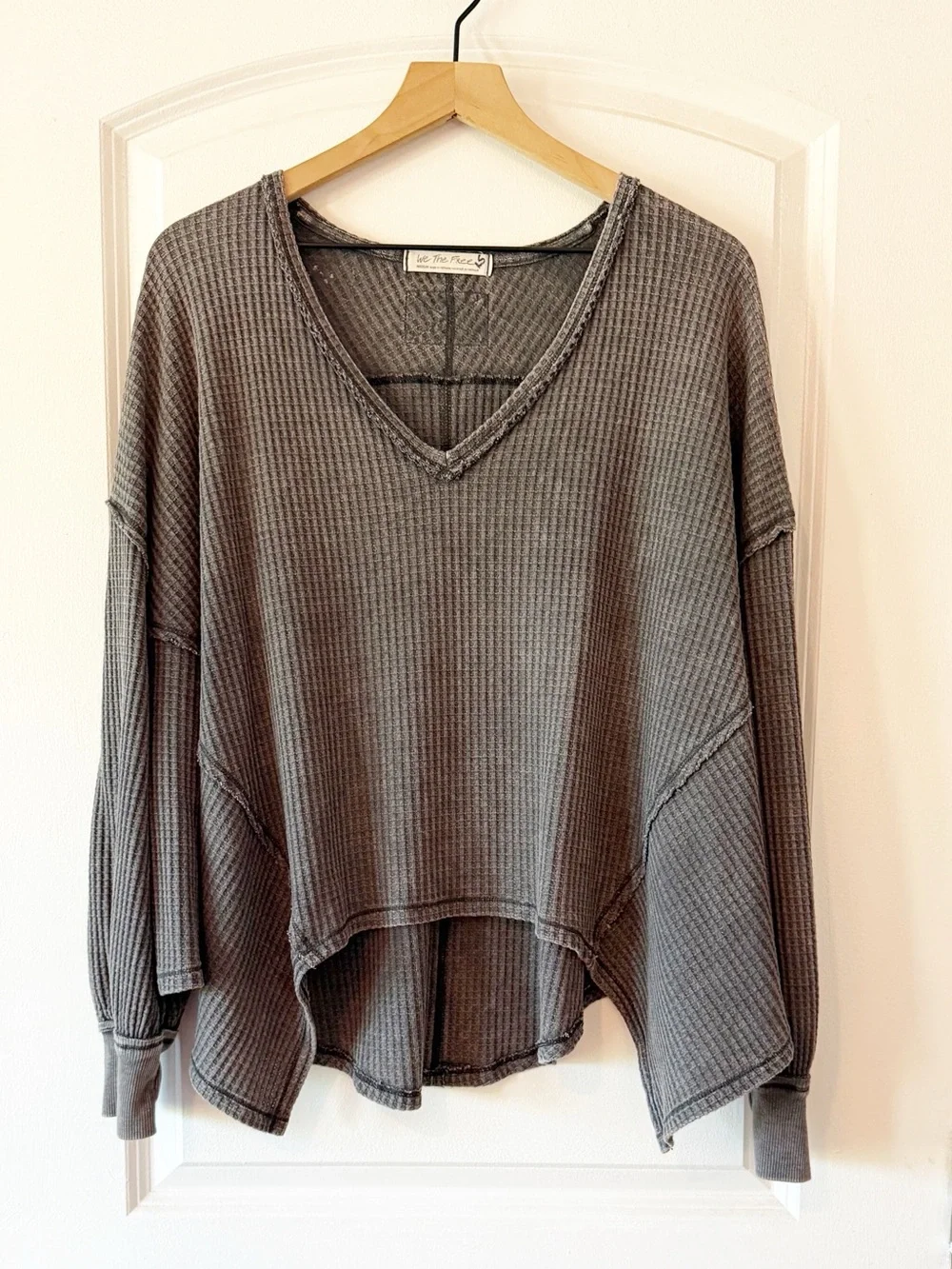 Free People Coraline Oversized Thermal Shirt Slouchy Sz Medium